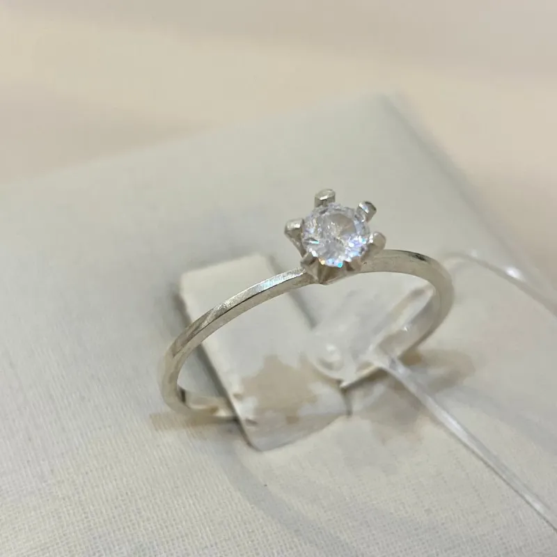 ANEL PRATA SOLITÁRIO ZIRCÔNIA CRISTAL