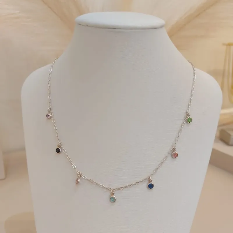CHOKER PRATA AZUL TIFFANY/COLORS/VERDE/AZUL