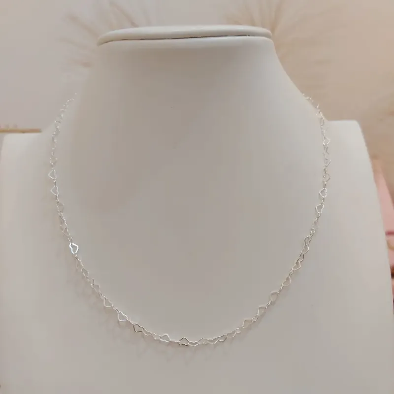 CHOKER PRATA ELO CORAÇÃO 40CM
