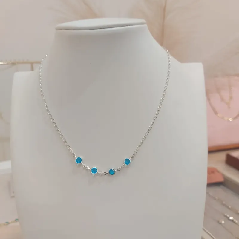CHOKER PRATA ZIRCÔNIA AZUL