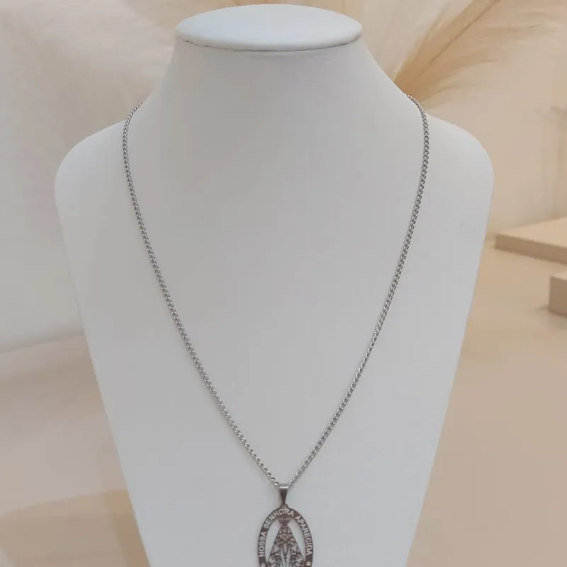 CORRENTE AÇO GRUMET C/ PINGENTE NOSSA SENHORA APARECIDA