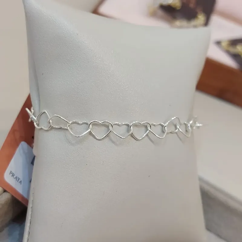 PULSEIRA PRATA ELOS CORAÇÃO G