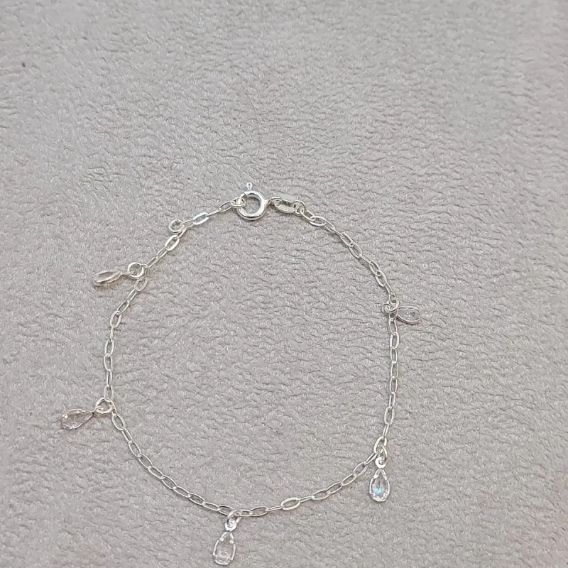 PULSEIRA PRATA GOTAS ZIRCÔNIAS