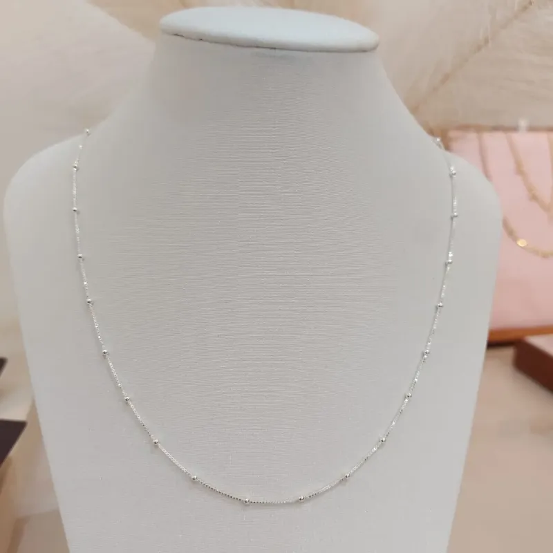 CHOKER PRATA VENEZIANA E BOLINHAS