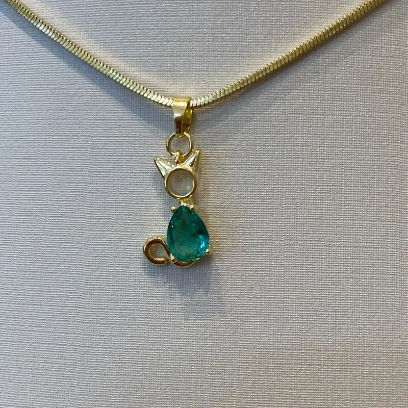 PINGENTE GATINHO TURMALINA VERDE