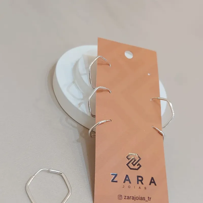 TRIO PRATA ARGOLA HEXAGONAL