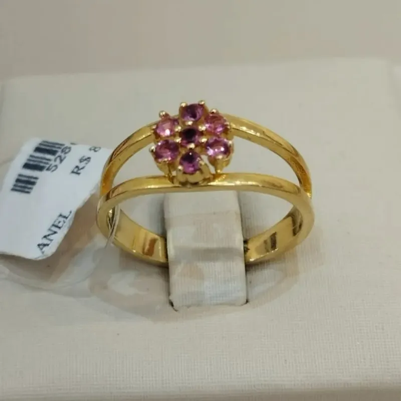 ANEL FLOR CRAVEJADO ROSA TAM 22