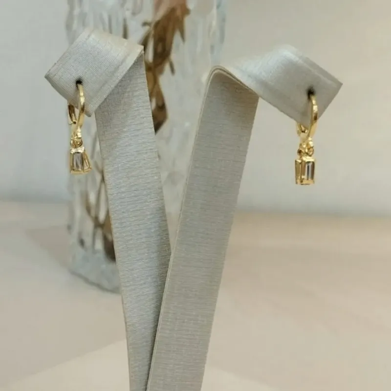 ARGOLA DUAS ZIRCONIAS RETANGULARES CRISTAIS