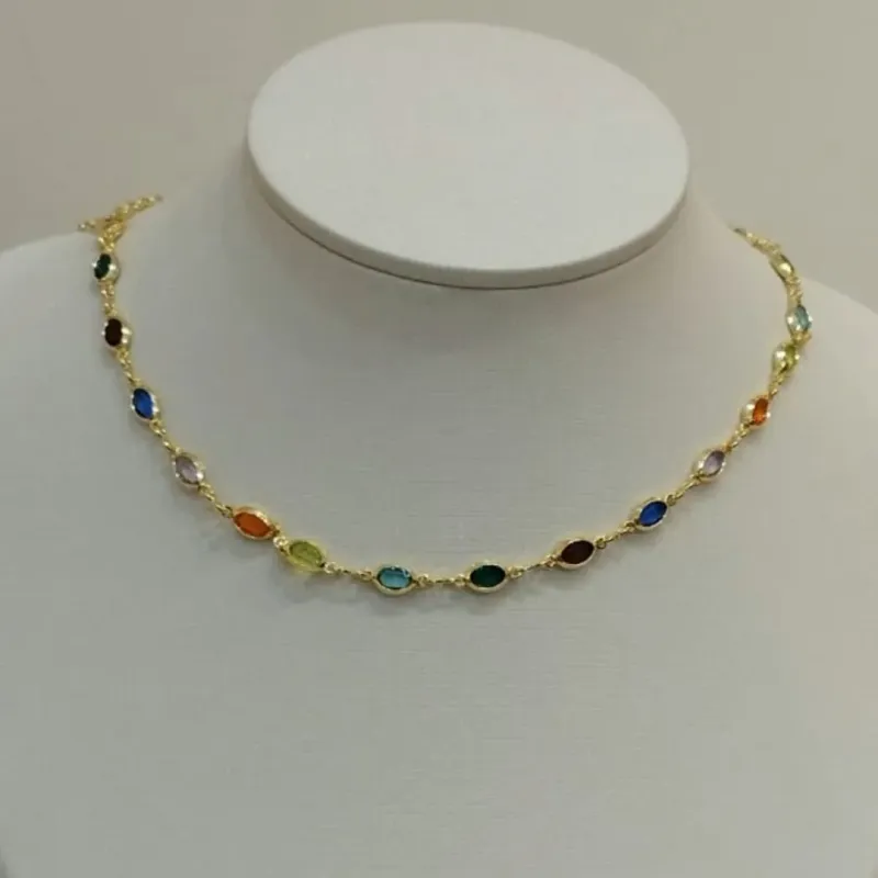 CHOKER GOTAS ZIRCONIAS COLORIDAS