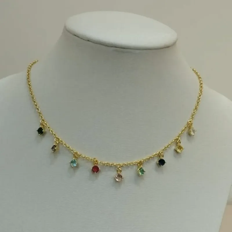 CHOKER MALHA COM ZIRCONIA QUADRADA