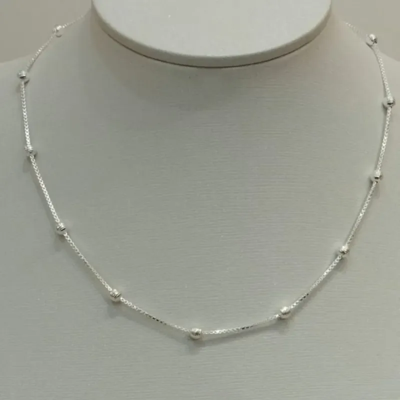 CHOKER PRATA VENEZIANA E BOLINHAS