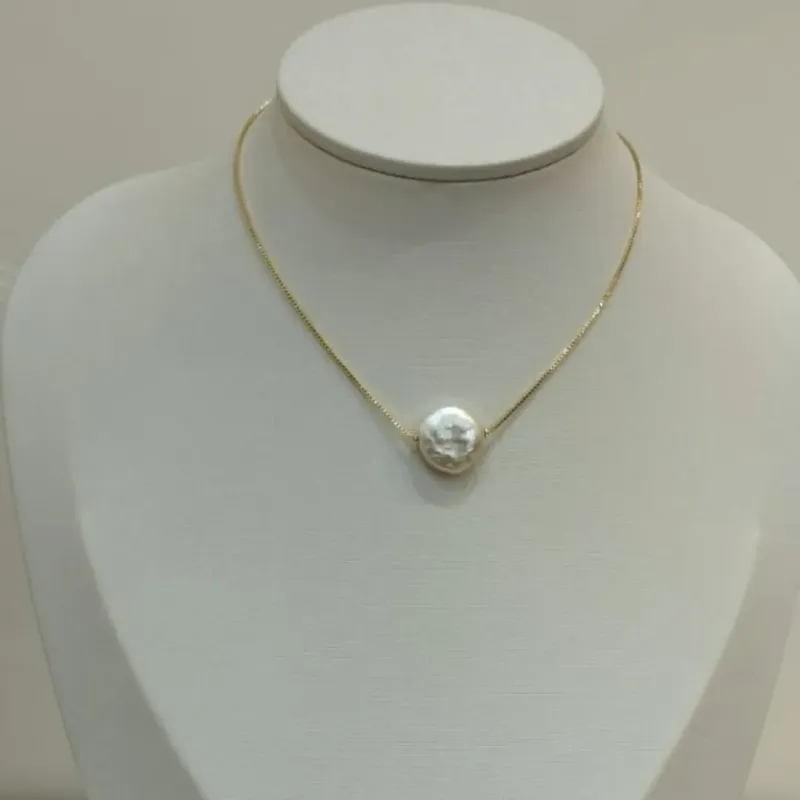 CHOKER VENEZIANA PÉROLA MOEDA ÚNICA