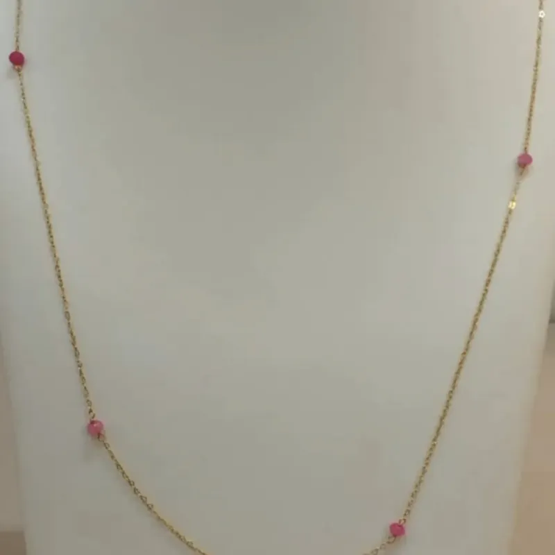 COLAR LONGO ELO CORAÇÃO PINK