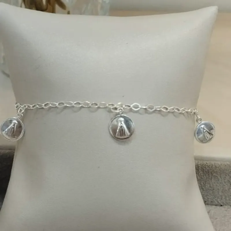 PULSEIRA PRATA MEDALHAS NOSSA SENHORA APARECIDA
