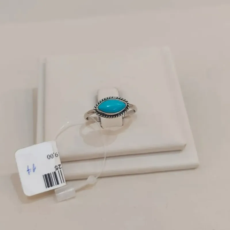ANEL PRATA TURQUESA OVAL