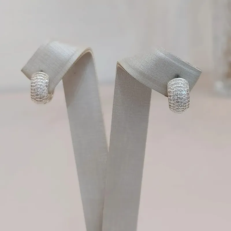 ARGOLA PRATA CRAVEJADA 6 FILEIRAS G