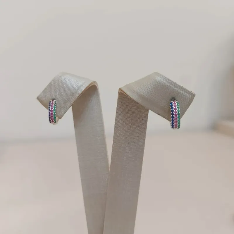 ARGOLA PRATA CRAVEJADA COLORS P