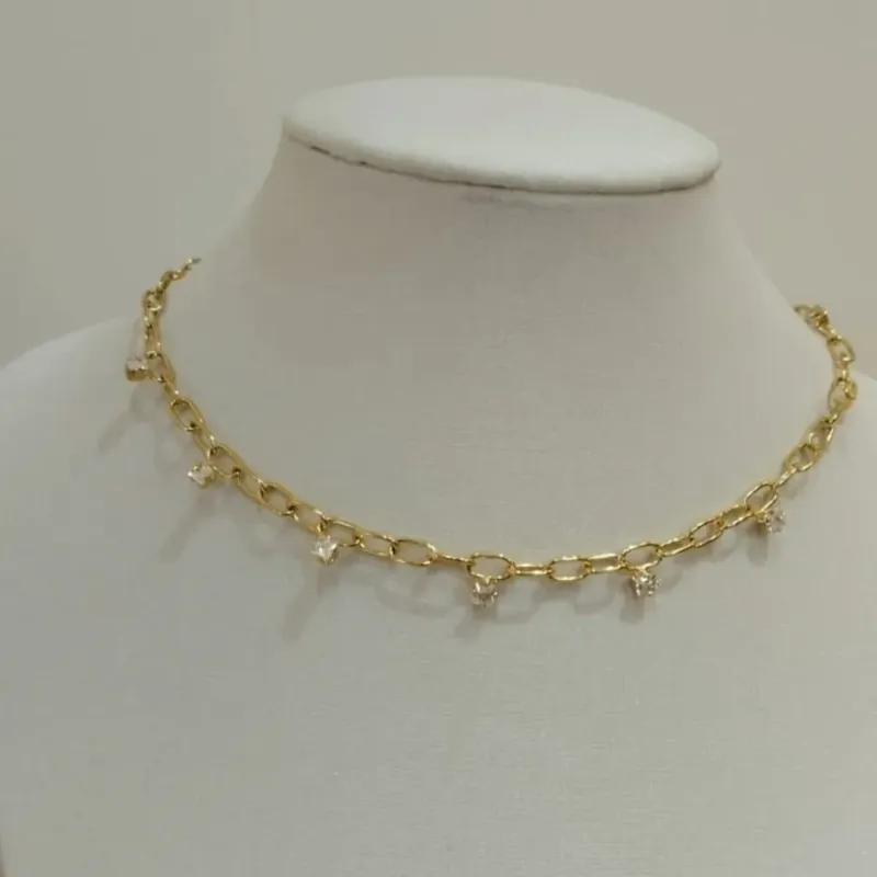 CHOKER ELOS E ZIRCONIAS QUADRADAS
