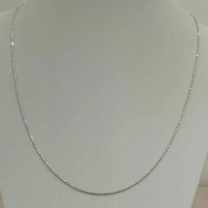 COLAR PRATA BOLINHAS DIAMANTADAS 45CM