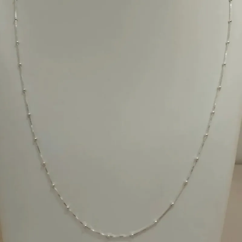 COLAR PRATA LONGO BOLINHAS 60CM