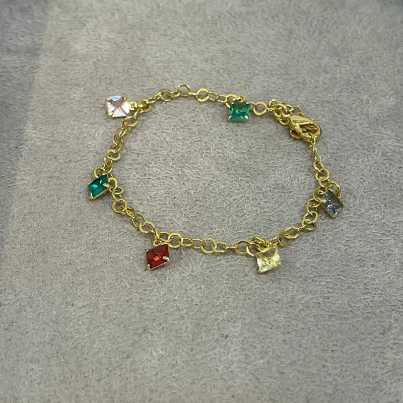 PULSEIRA ELOS ZIRCÔNIAS QUADRADAS COLORS