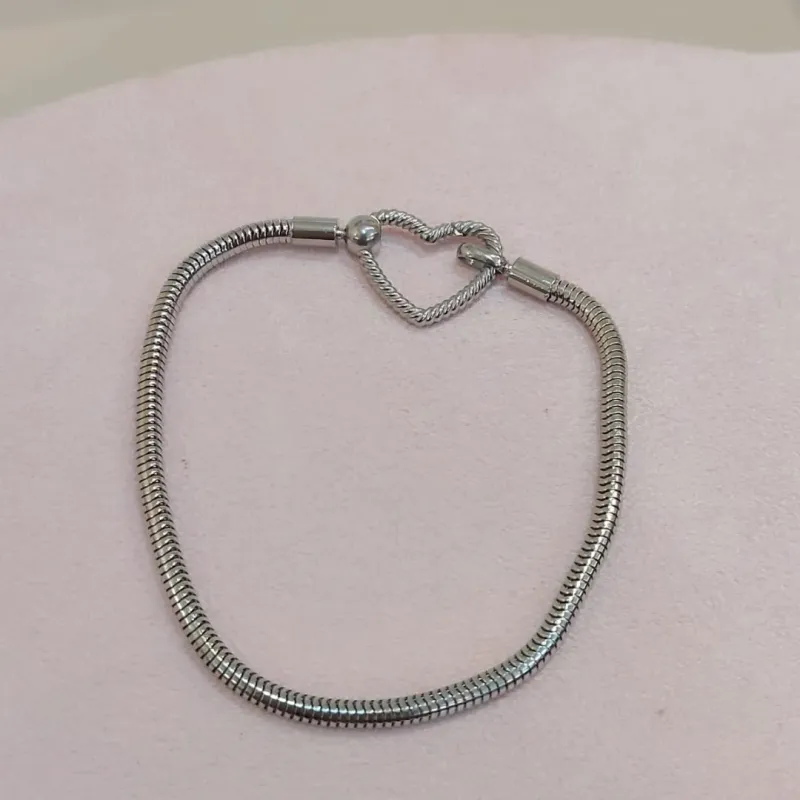 PULSEIRA PANDORA AÇO CORAÇÃO VAZADO