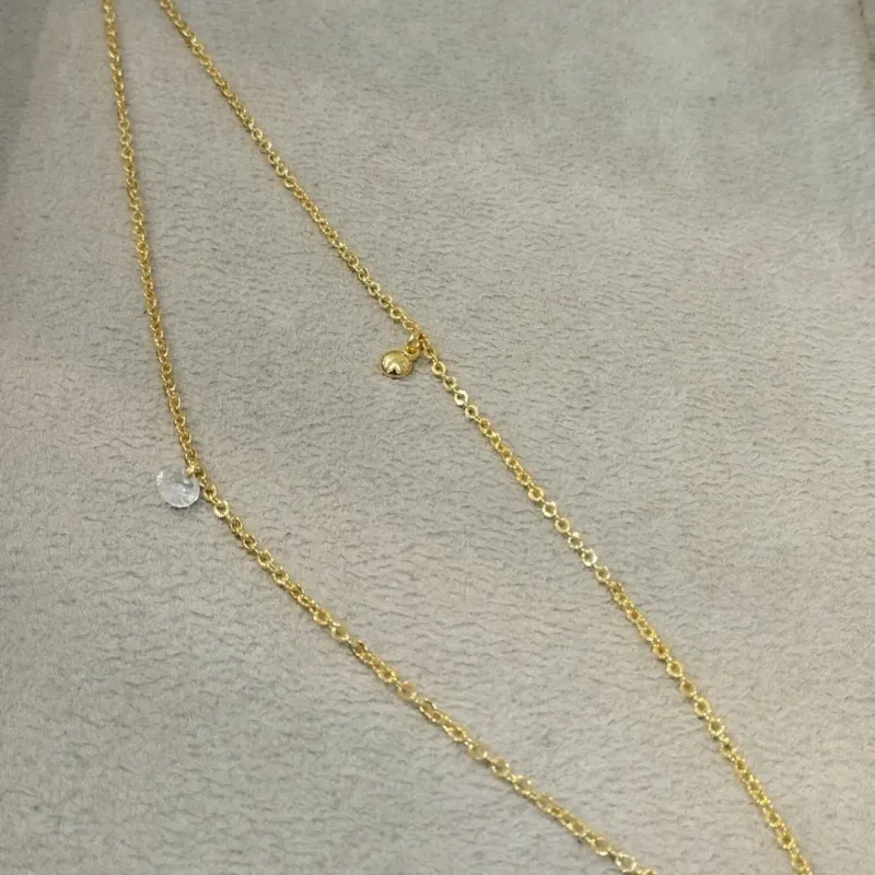 TORNOZELEIRA DUPLA COM ZIRCONIA E BOLINHA