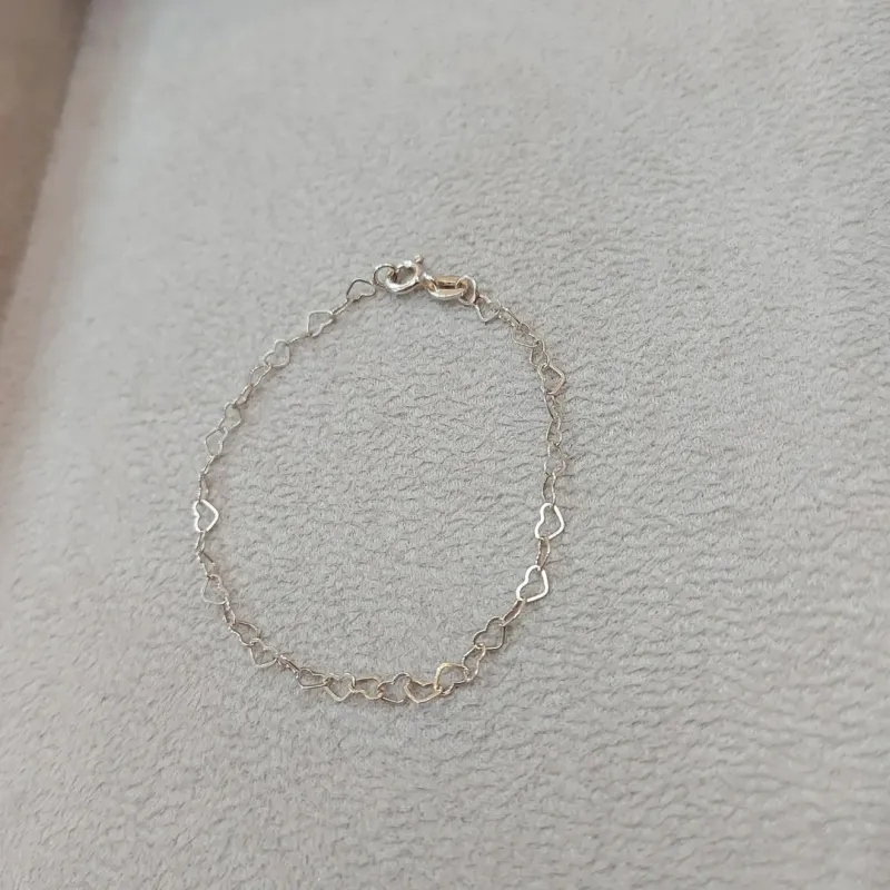 PULSEIRA PRATA INFANTIL ELOS CORAÇÕES