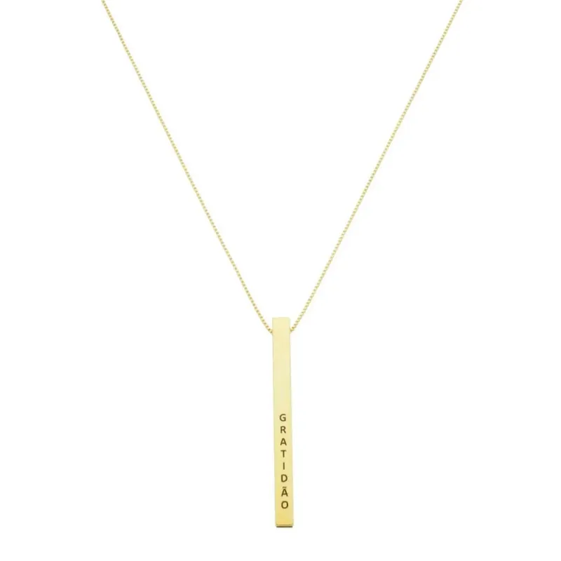 COLAR COM NOME BARRINHA FINA NA VENEZIANA DE 45CM