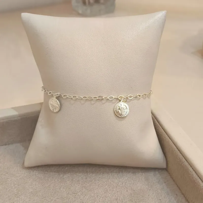 PULSEIRA PRATA 4 MEDALHAS SÃO BENTO
