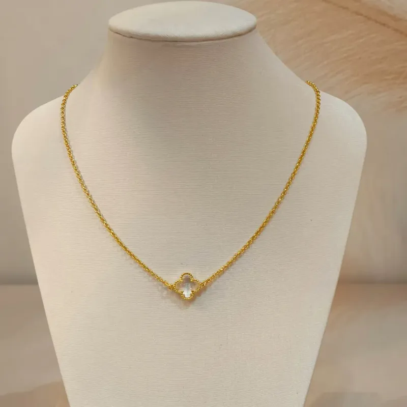 CHOKER ELO PORTUGUÊS VAN CLEEF TREVO CRISTAL
