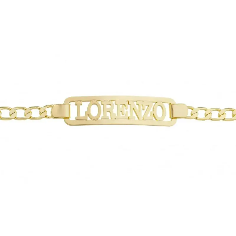 PULSEIRA INFANTIL GRUMET COM PLAQUINHA CONTORNO VAZADA (11CM)