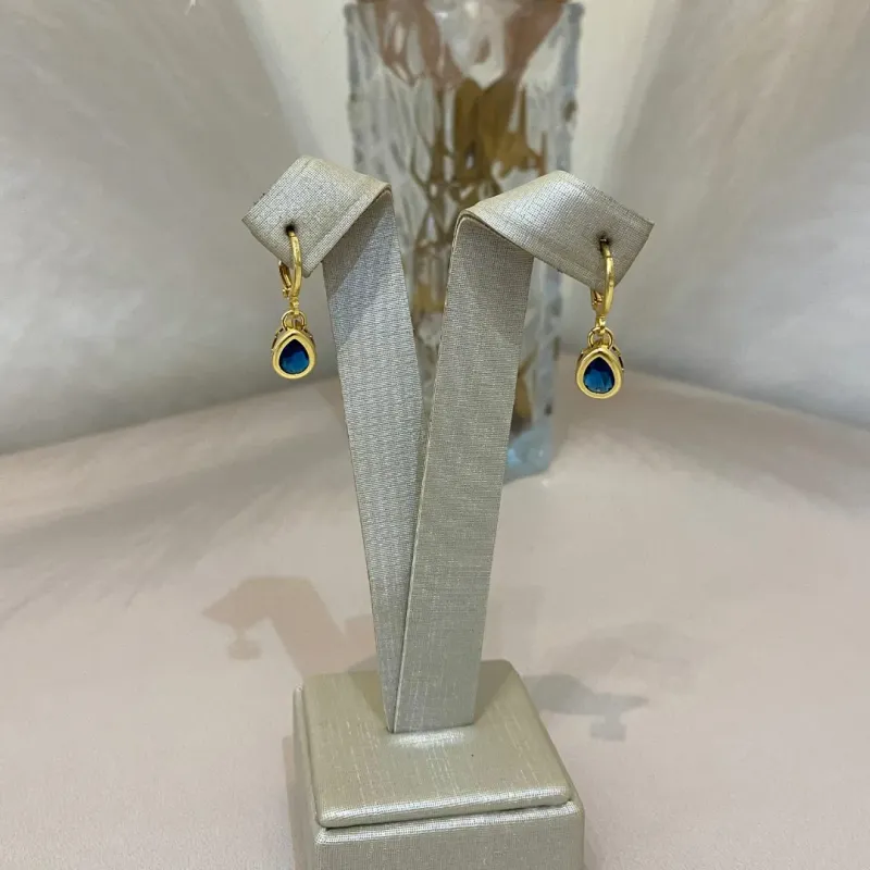 ARGOLA PINGENTE ZIRCÔNIA GOTA AZUL