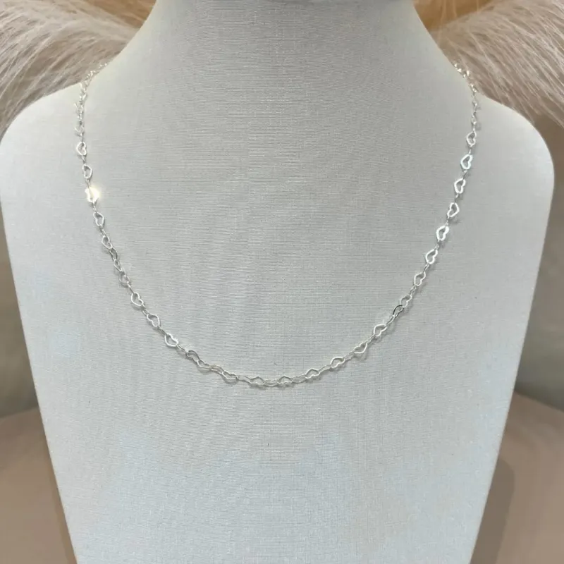 CHOKER PRATA ELO CORAÇÕES