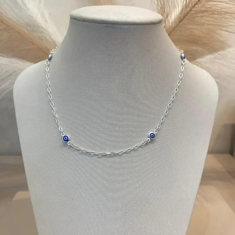 CHOKER PRATA OLHO GREGO