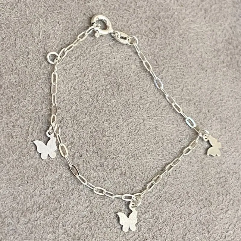 PULSEIRA PRATA INFANTIL BORBOLETAS