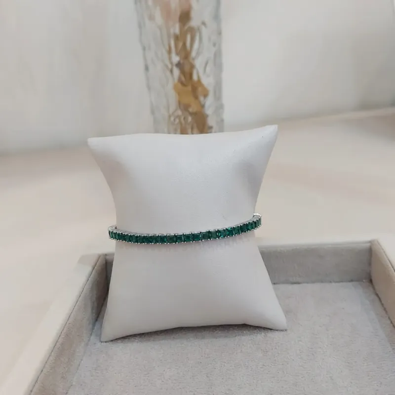 PULSEIRA RIVIERA ESMERALDA ZIRCÔNIA QUADRADA