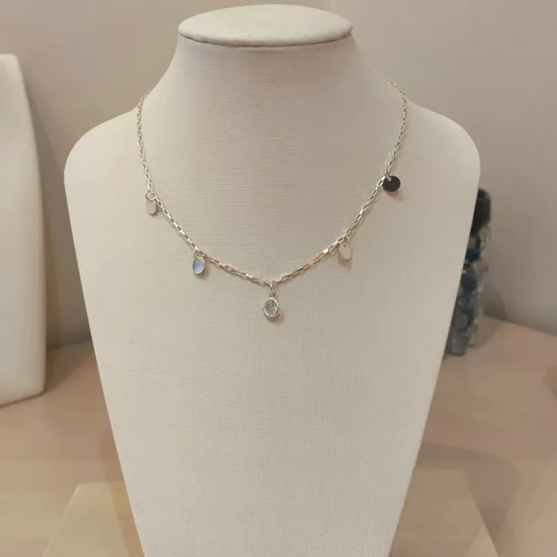 CHOKER PRATA CARTIER MEDALHAS E ZIRCÔNIA