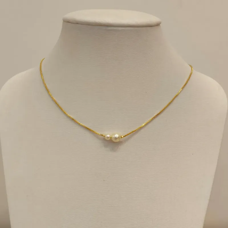CHOKER VENEZIANA DUAS PÉROLAS DELICADAS
