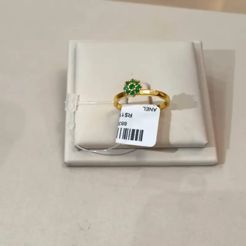 ANEL SOLITÁRIO CHUVEIRINHO VERDE TAMANHO 22