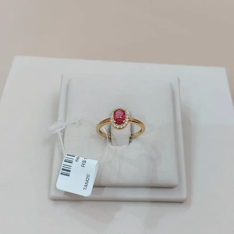 ANEL SOLITÁRIO ZIRCÔNIA PINK TAMANHO 20