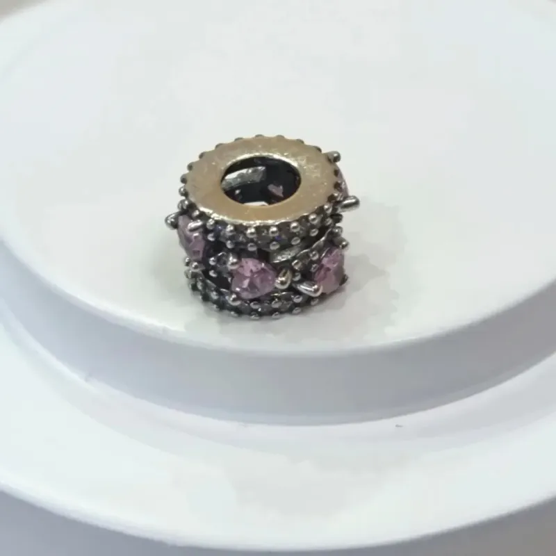 BERLOQUE PRATA SEPARADOR CRAVEJADO CORAÇÃO ROSA