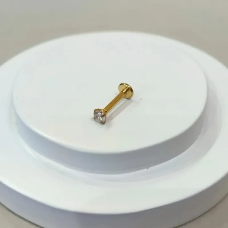 PIERCING PONTO DE LUZ ROSCA FRONTAL PVD GOLD 8MM G (ZIRC 3MM)