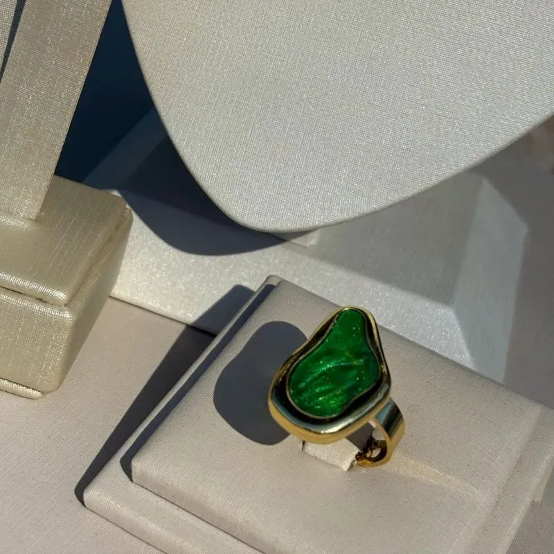 ANEL BOHO ORGÂNICO VERDE ESMERALDA REGULÁVEL