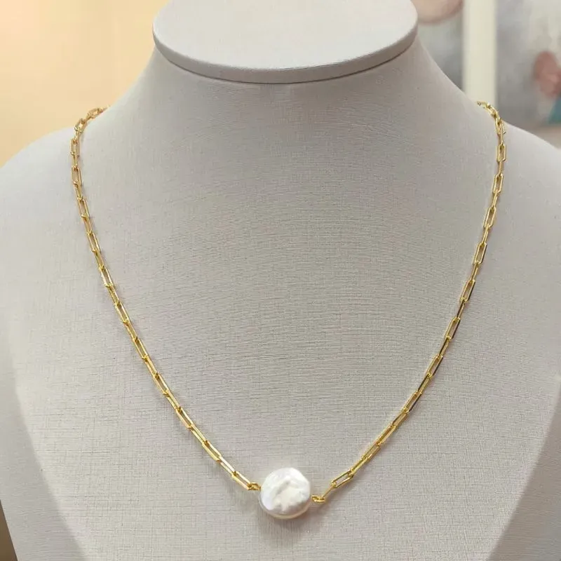 COLAR CARTIER COM PÉROLA MOEDA