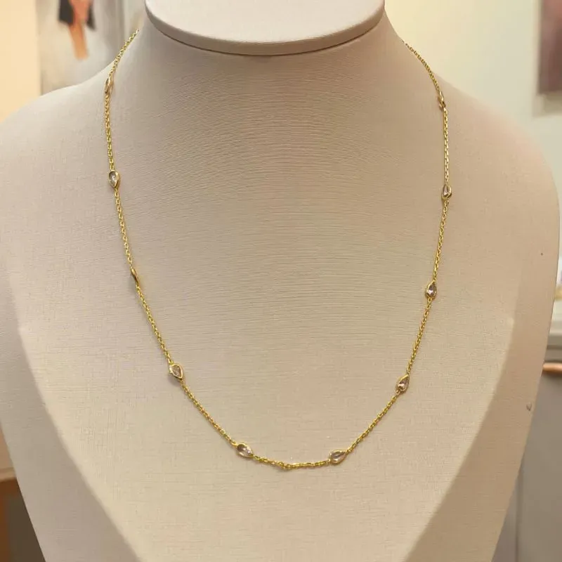 COLAR ELINHOS COM GOTAS DE ZIRCÔNIA 45CM