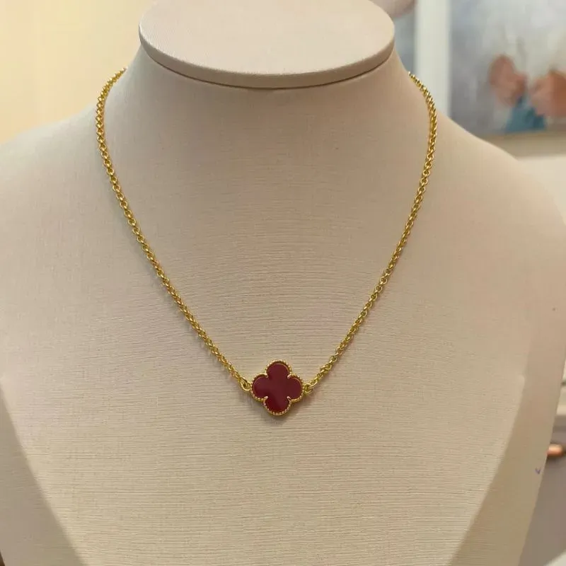 COLAR ELO PORTUGUÊS TREVO VAN CLEEF VERMELHO