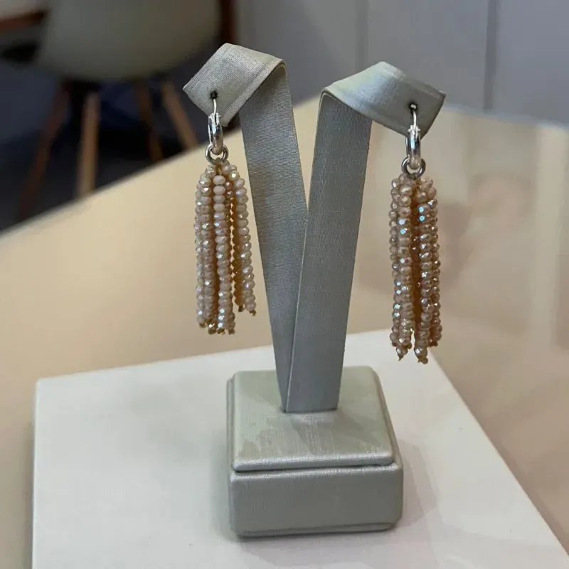 ARGOLA PRATA CRISTAIS BEGE