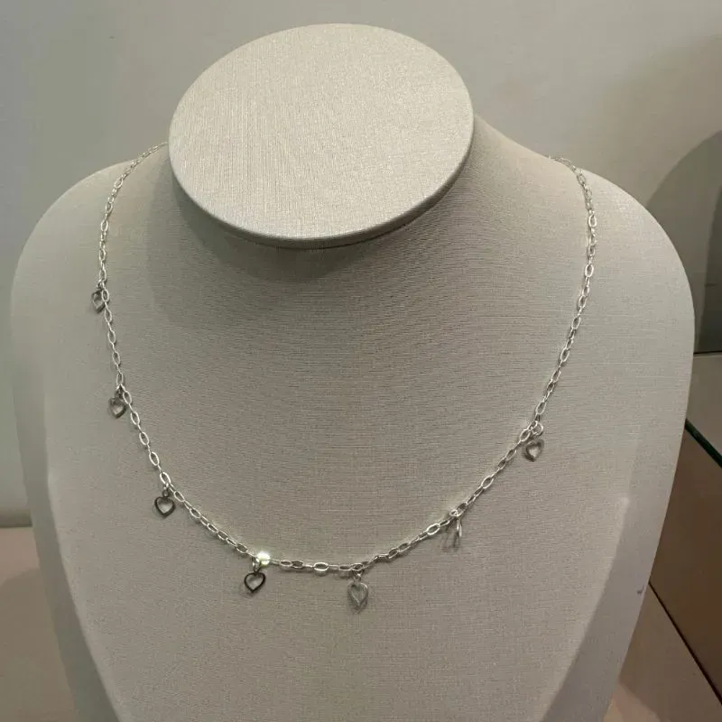 CHOKER PRATA CORAÇÕES VAZADOS