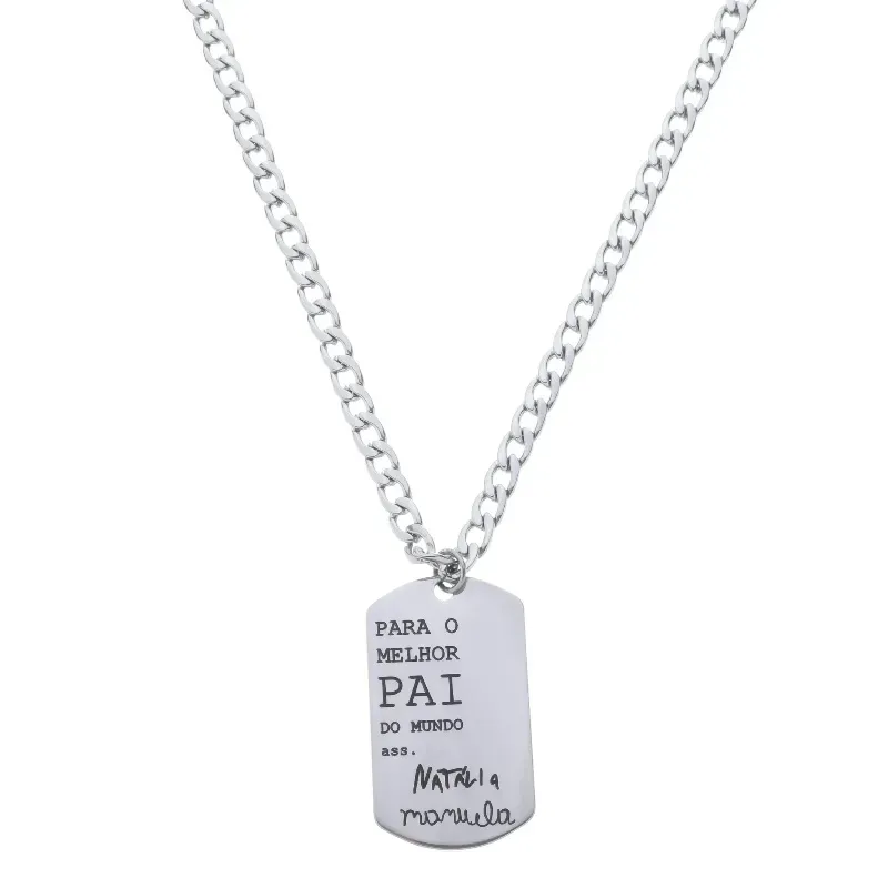 CORRENTE MASCULINA AÇ0 GRUMET 60CM PERSONALIZADA